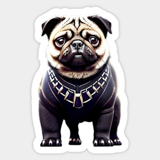 Cute Cream Pug in Panther Costume - Adorable Pug Dressed as a Fierce Jungle Cat Sticker